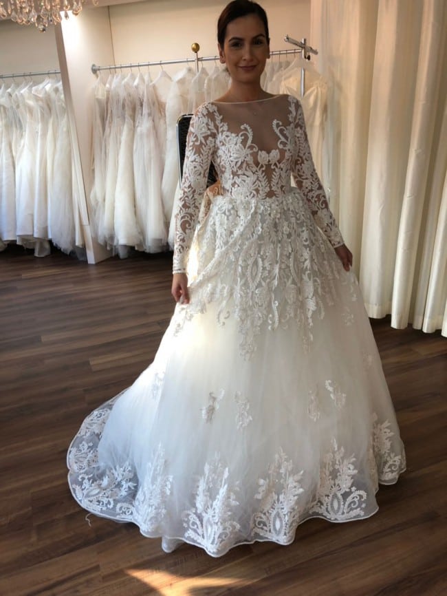 Long sleeve lace bridal gown from Darius Customs