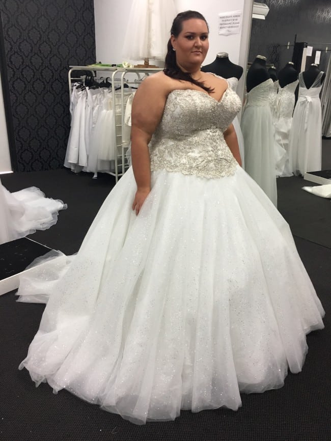 Strapless plus size beaded wedding gowns from Darius Cordell