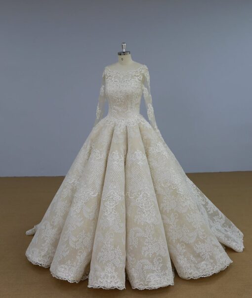 Style JA7906 - Long Sleeve Embroidered ball gown wedding dress from Darius Customs