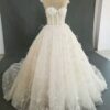 JT1102-1 Corset ball gown wedding dress with feathers from Darius Cordell