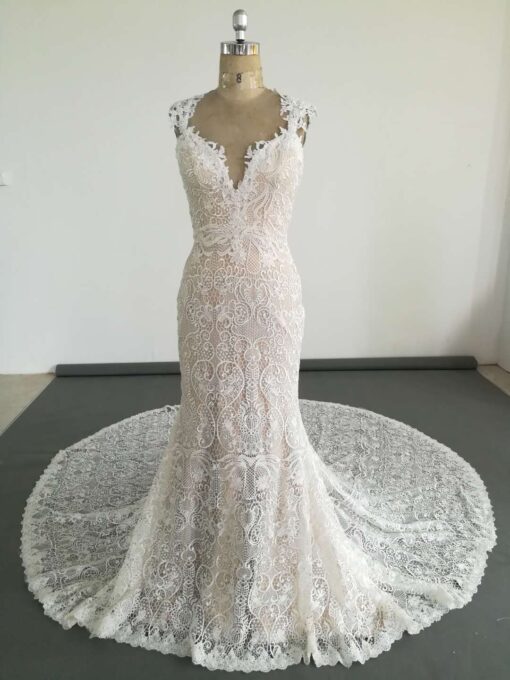 Style #97330 cap sleeve embroidery wedding gown from Darius Cordell