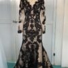 Black lace v-neck formal dress by Darius Customs