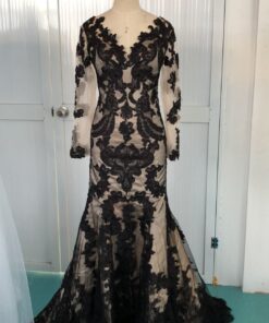 Black lace v-neck formal dress by Darius Customs