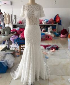 C2018-Kaitlin short sleeve lace Bridal dresses from Darius Customs