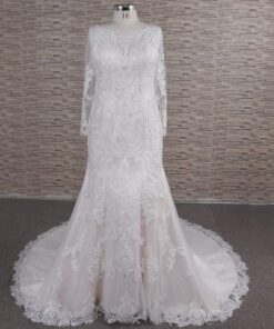 FB1101-1 Long sleeve plus size beaded wedding dresses from Darius Cordell