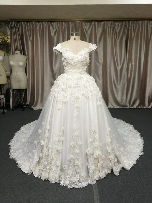 cap sleeve plus size bridal gowns with flowers from darius cordell