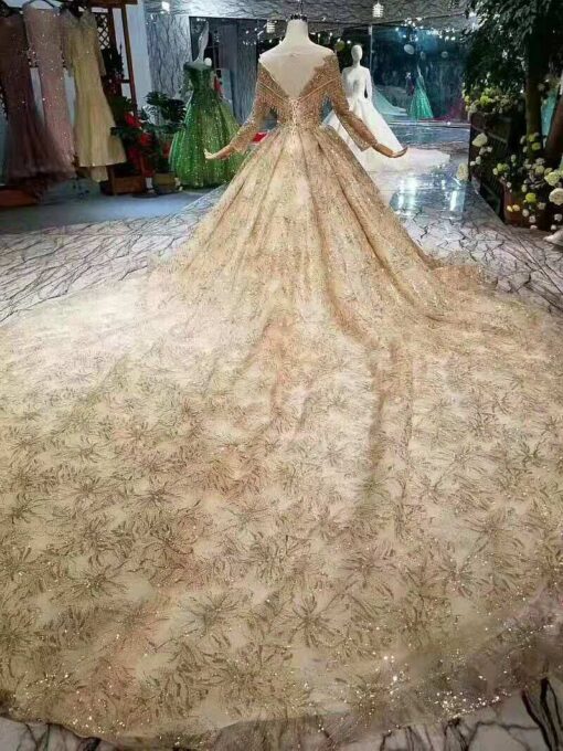 FB1202-2 Beaded wedding gown trains