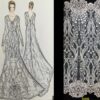 Custom lace wedding dress sketches from Darius Cordell