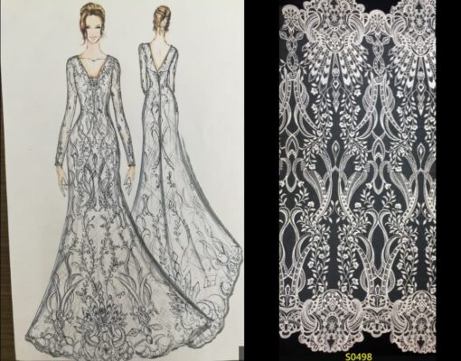 Custom lace wedding dress sketches from Darius Cordell