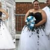 Darius Cordell black and white plus size wedding dress for Betty Laughlin