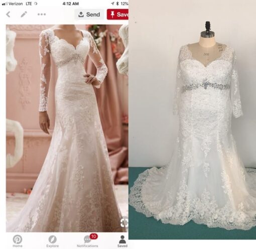 Replica of lace wedding gown for plus size bride by Darius Cordell