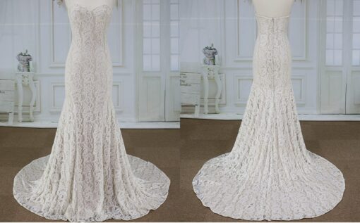 Style YBW122218a Sweetheart ivory lace nude lining wedding dress from darius cordell