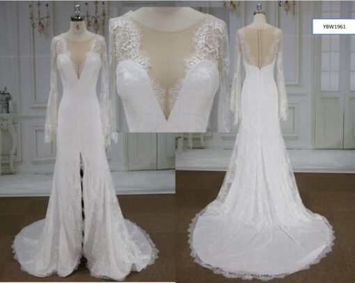 Style YBW1961 Trumpet sleeve v-neck wedding dresses from Darius Cordell