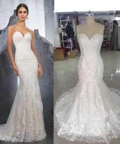 strapless lace wedding dress