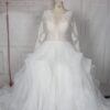 95024-1 Sheer long sleeve lace bridal gowns with large ball gown skirt from Darius Cordell