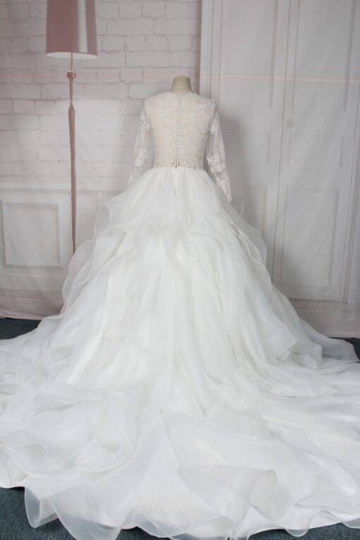 95024-2 button up closed back lace wedding gown from Darius Cordell