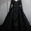 Style C2018 Fatin - Black Plus Size long sleeve ball gown from Darius Cordell