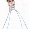 Style b105 - Color sketch of strapless ball gown from darius cordell