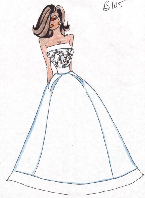 Style b105 - Color sketch of strapless ball gown from darius cordell