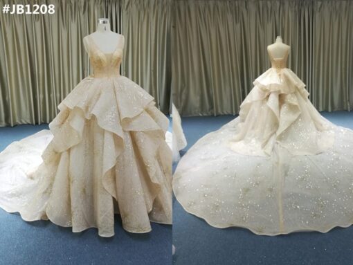 #JB1208 tiered ball gown wedding dresses