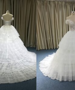 #JB1211 Off the shoulder wedding dresses with tiered ball gown skirts