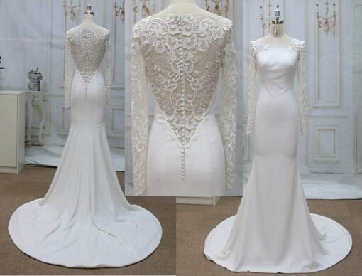 Style #2019-6-11 3 Long Sleeve Bridal Gown with Embroidered Lace Back from Darius Cordell