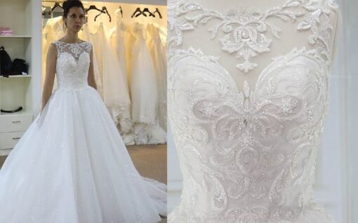 Style YBW155 White beaded lace ball gown style wedding dress from darius cordell