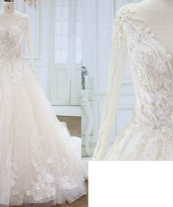 Style YBW315 Long Sleeve Flower Lace Ball Gown Wedding Dress from Darius Cordell