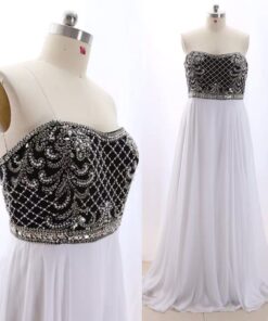 IMG_8526 - Black and White Plus Size Empire waist Evening Gown from Darius Cordell