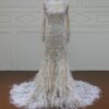 SW-B1551 Feather wedding dress with shee long sleeves from Darius cordell