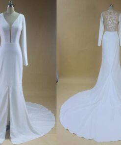 Style FD2080 - Long sleeve sheer back wedding gown with v-neck from Darius Cordell Fashion