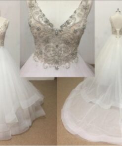 ST201 v-neck sleeveless ball gown wedding dress