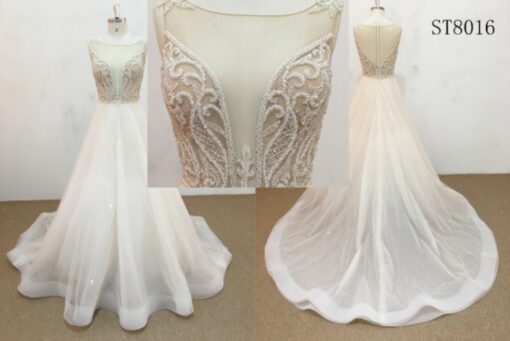 ST8016 Sheer illusion neck line bridal gowns from darius cordell