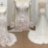 ST8029B sheer illusion long sleeve bridal dress from darius cordell