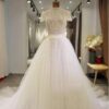 Style VNDM629 - Modest short sleeve ball gown wedding dress