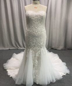C2020-WCromwell - Strapless plus size beaded wedding dress
