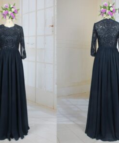 LE2003 navy blue grandmother of the bride dress with sleeves from darius cordell