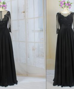 LE2009 black mother of the bride dress with sleeves from Darius Cordell