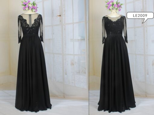 LE2009 black mother of the bride dress with sleeves from Darius Cordell