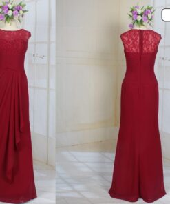 LE2010 sleeveless empire waist red formal evening gown from Darius Cordell