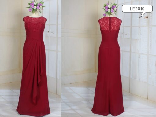 LE2010 sleeveless empire waist red formal evening gown from Darius Cordell