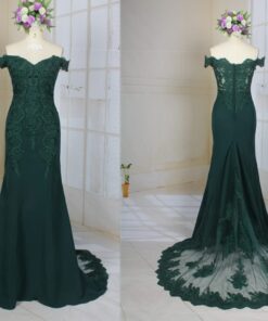 LE2012 green off the shoulder formal evening gown from darius cordell