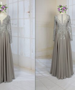 LE2013 long sleeve v-neck formal evening dress for mother of the bride