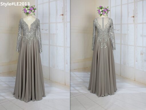 LE2013 long sleeve v-neck formal evening dress for mother of the bride