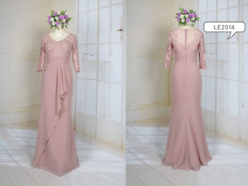 LE2014 empire waist mother of the bride evening dress with sleeves